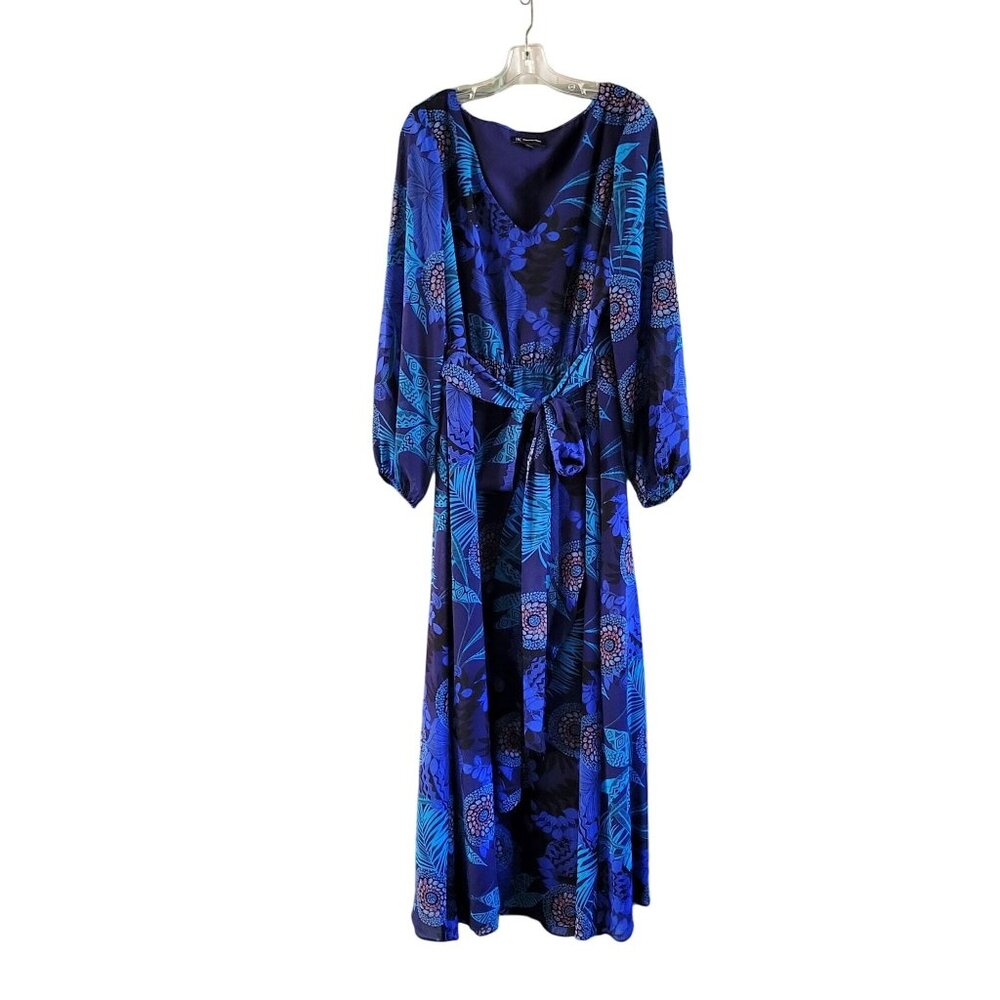 International Concepts INC Maxi Dress Blue Floral Peacock